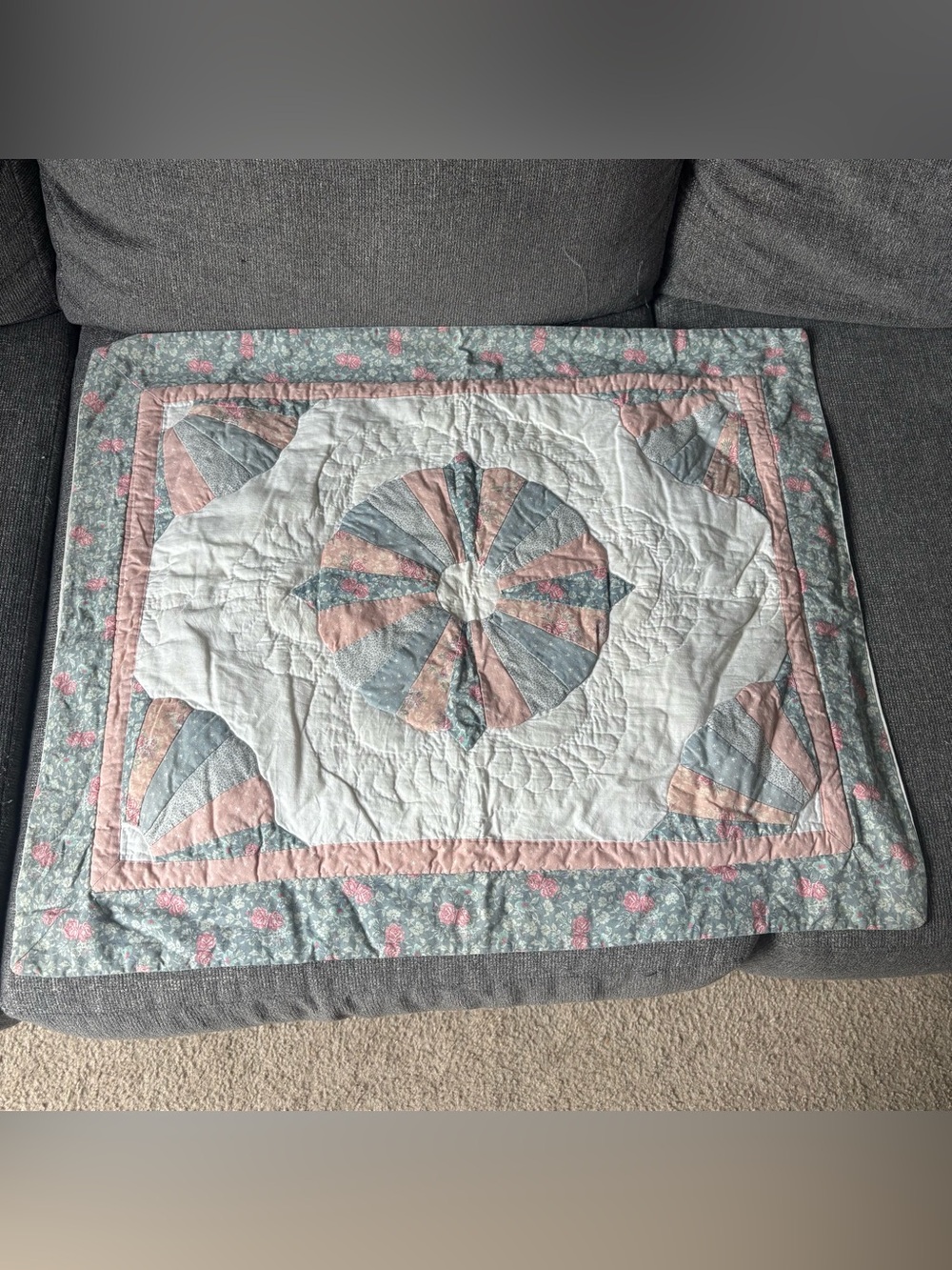 Patchwork Quilt Standard 2 Pillow Shams Floral Shabby Cottage Grandma Core